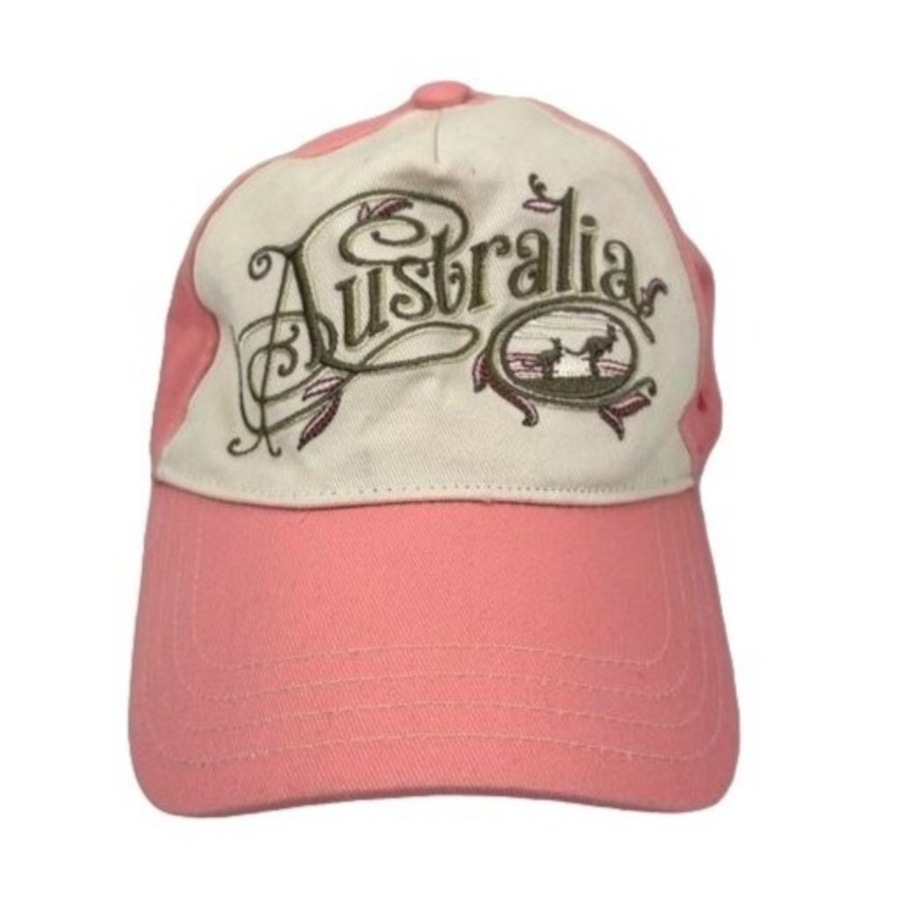 Pacific Creations Australia Embroidered Pink Adjustable Hat, One Size Fits Most